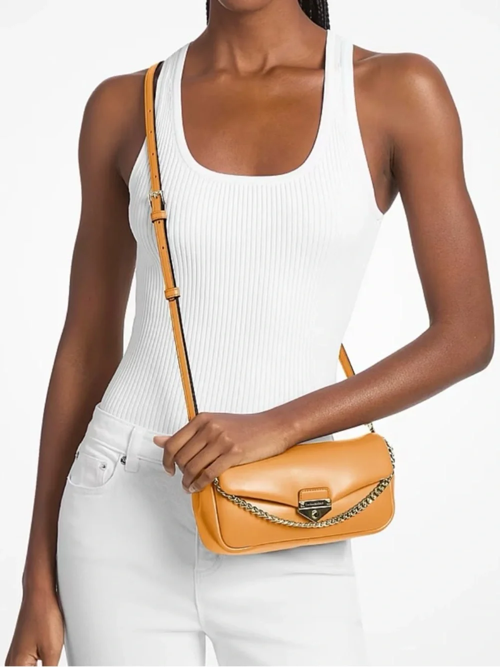 Michael Kors Brown Crossbody with Gold Tone Lock